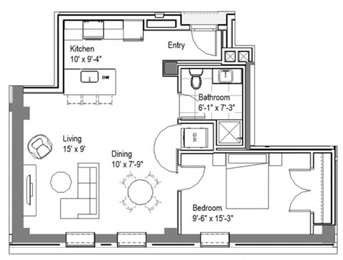 GW Michael Floor Plan at The Georgian Apartments, St Louis, 63104